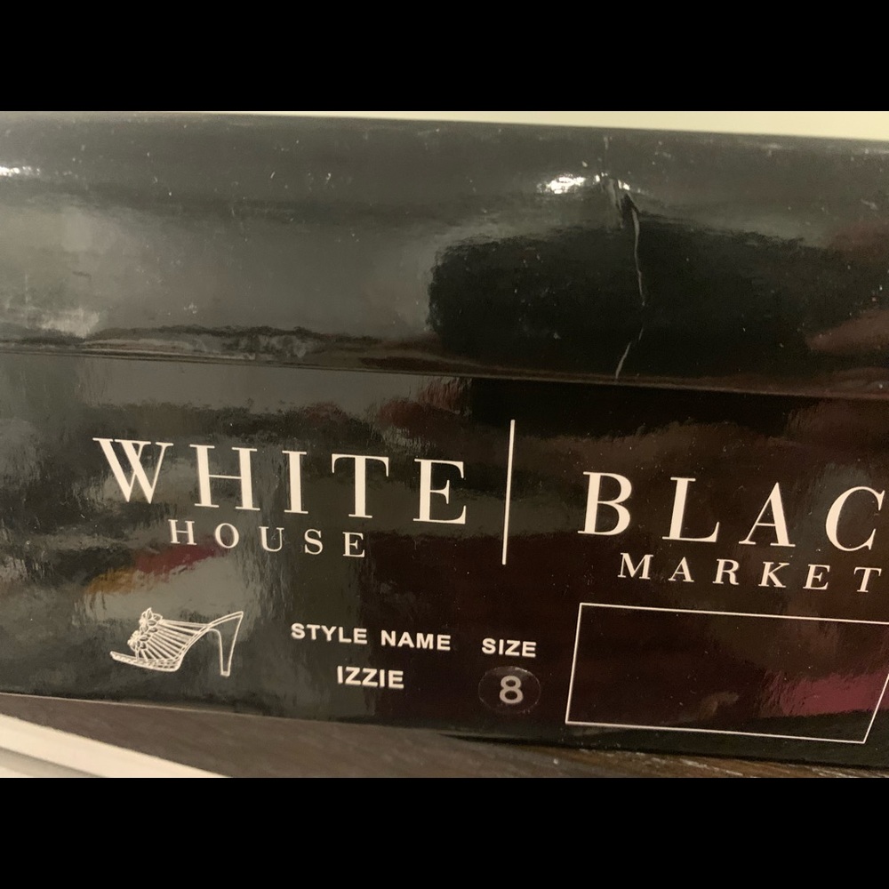 White House Black Market Black Flower Heel Sandals Size 8-New